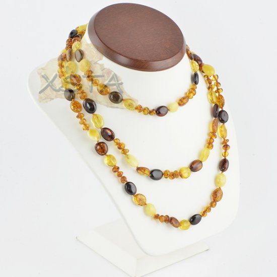 Amber necklace polished multicolour olive mix
